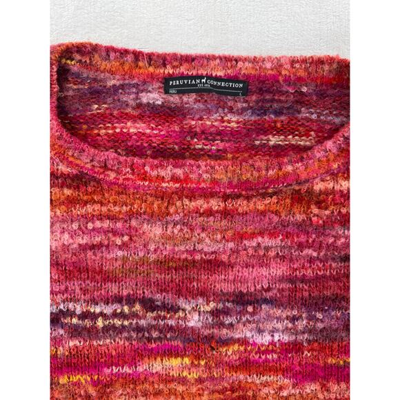 Peruvian Connection Alpaca Sweater Knit Red Stripe Long Sleeve - Picture 6 of 10